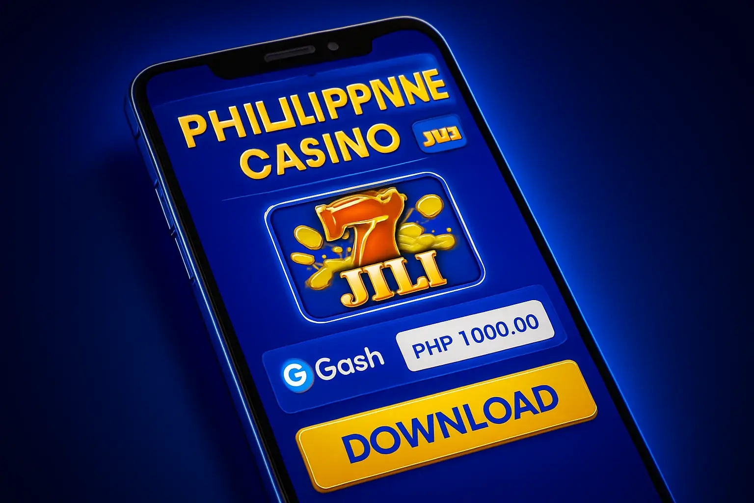 Android smartphone showing Philippine casino app with JILI UI and GCash payment